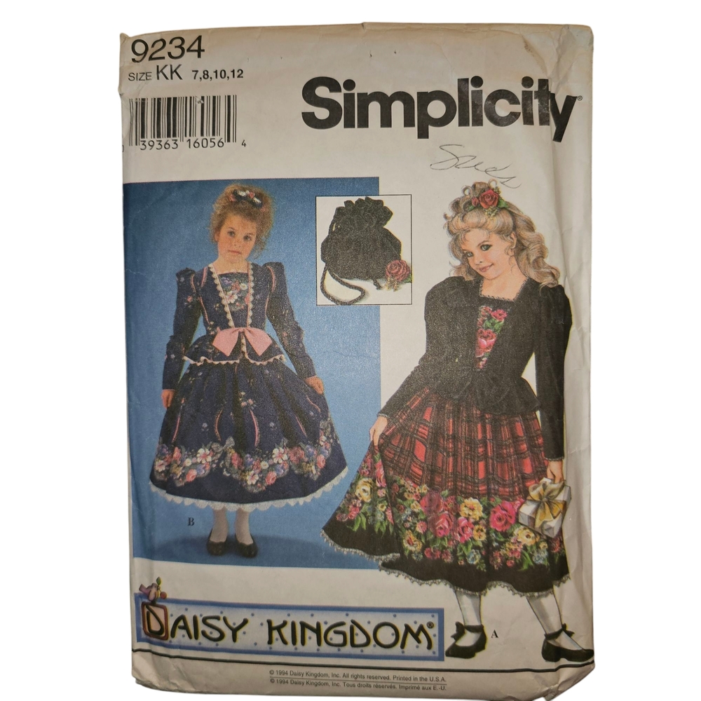 Simplicity #9234 Daisy Kingdom Sewing Pattern Girl Purse Size KK 7 8 10 12 Vtg
